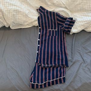 Stripe button pajama set - one size